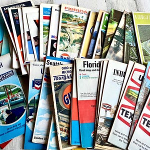 50+ Road Map Vintage US Gas Station, 1960s-70s American Oil, Gulf, Sunoco, Union76, SOHIO, CITGO, Highway Maps, Crafs Ephemera, Junk Journal