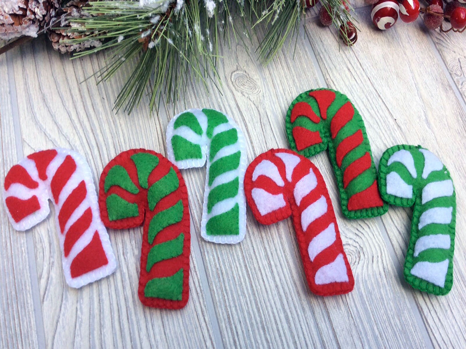 Candy Cane Ornament Felt Candy Cane Ornament Holiday Decoration Felt