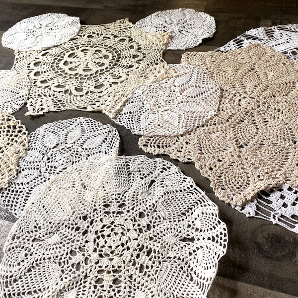 Crocheted Doily - Vintage Handmade Doily - Choice of Different Designs - Crochet Doilies - Table Top Accent Doilies Vintage Decor -