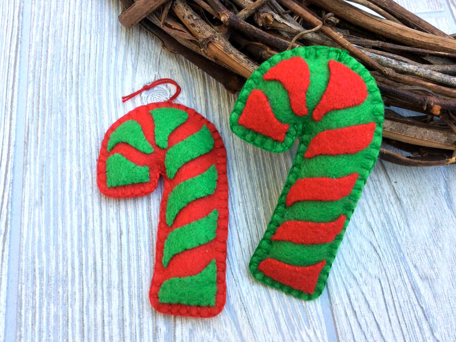 Candy Cane Ornament Felt Candy Cane Ornament Holiday Decoration Felt