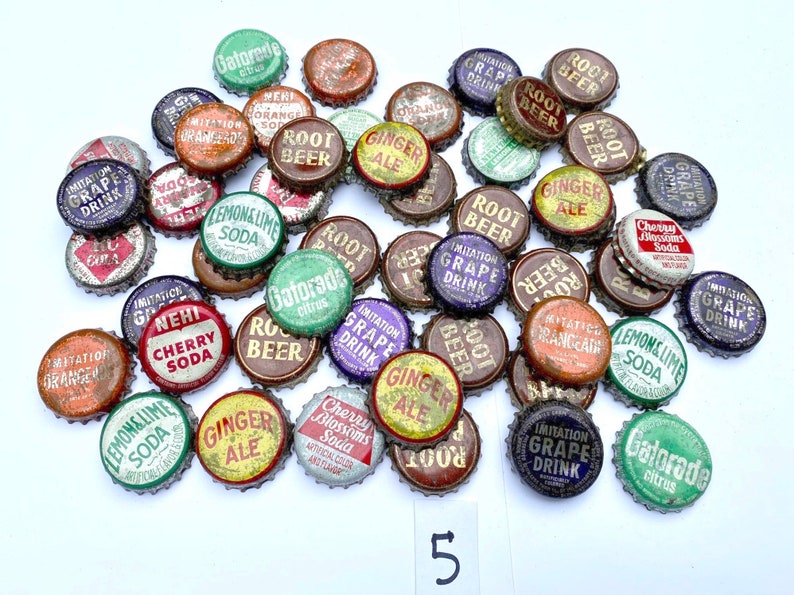 Bottle Caps Vintage Soda Pop Old Bottle Caps Cork Lined Bottle Caps Collectibles Crafts Caramel