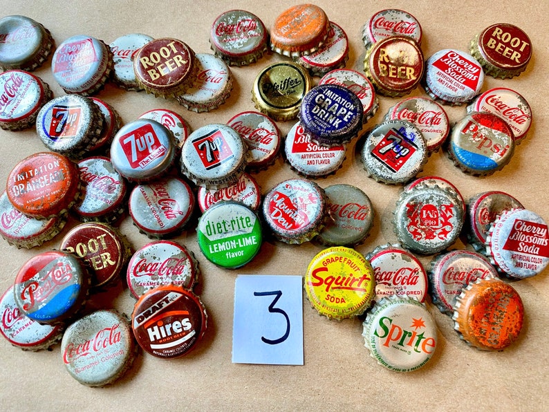 Bottle Caps Vintage Soda Pop Old Bottle Caps Cork Lined Bottle Caps Collectibles Crafts Caramel
