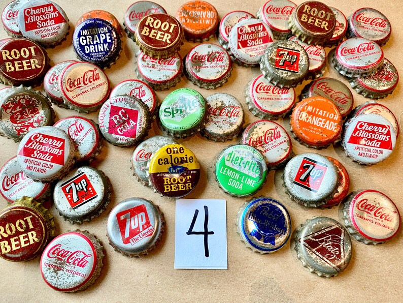Bottle Caps Vintage Soda Pop Old Bottle Caps Cork Lined Bottle Caps Collectibles Crafts Caramel
