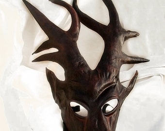 stag mask brown dark leather costume deer hart cosplay larp renaissance wicca pagan magic burning man fantasy Baratheon game of throne