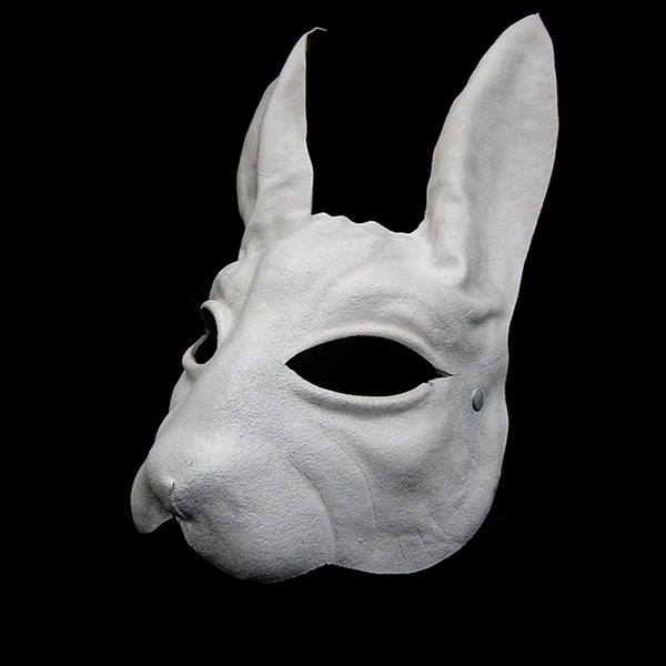 Masque lapin oreilles costume blanc  en cuir cospaly GN renaissance wicca païen magique