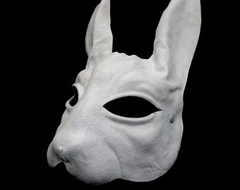 White rabbit bunny mask leather ears costume cospaly larp renaissance wicca pagan magic burning man