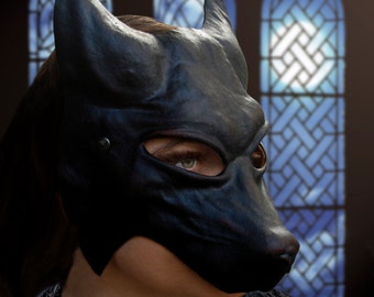 wolf mask leather costume cosplay larp renaissance wicca pagan magic burning man werewolf mardi gras halloween lycanthrope