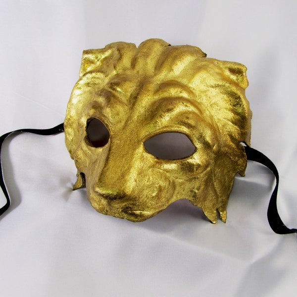 Maschera da leone in pelle dorata costume cosplay grv teatro wicca pagano magia fantasy lannister trono di spade