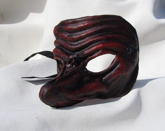 Capitano mask brown dark leather costume larp renaissance wicca pagan burning man fantasy commedia arte comedy theater