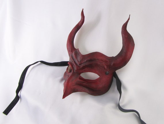 Maschera di diavolo in pelle corna costume cosplay grv teatro wicca pagano  magia satanasso demone -  Italia