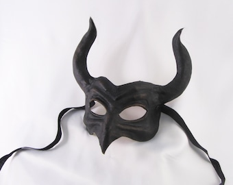 Demon mask devil leather horn costume cospaly larp renaissance wicca pagan magic burning man