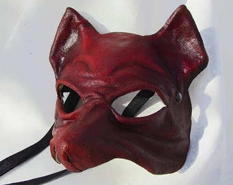Little fox mask dark red leather costume cosplay larp renaissance wicca pagan magic burning man fantasy