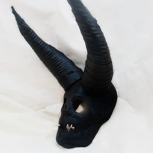 pleegouders Vertrek naar omringen Demon Skull Mask Black Dark Leather Costume Horn Cosplay Larp - Etsy