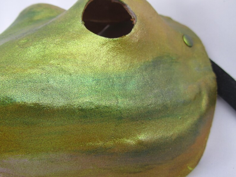 Toad Green Leather Mask, Handmade Costume, LARP Cosplay image 3