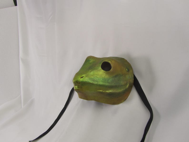 Toad Green Leather Mask, Handmade Costume, LARP Cosplay image 4
