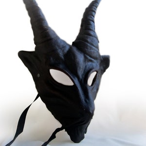 Maschera di diavolo in pelle corna costume cosplay grv teatro wicca pagano magia satanasso demone image 2