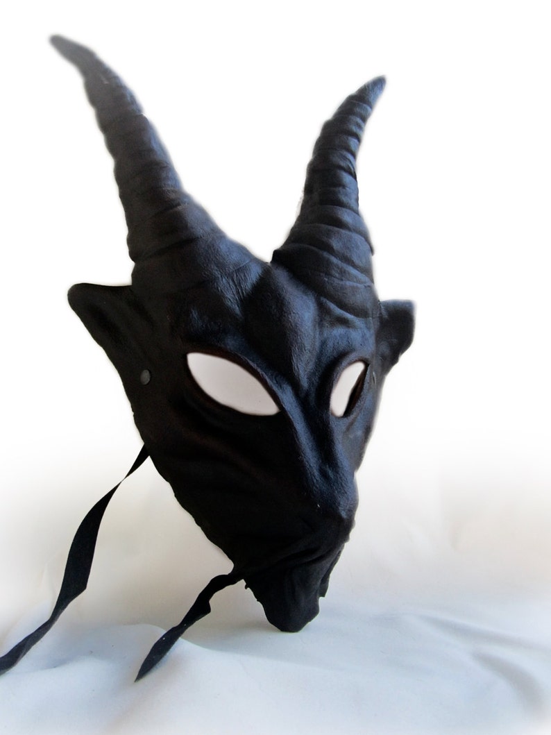 Maschera di diavolo in pelle corna costume cosplay grv teatro wicca pagano magia satanasso demone image 2