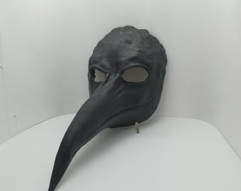 ダークレザーのカラスマスク、手作りコスチューム、コスプレ、LARP