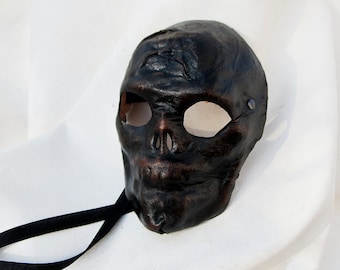 Black Leather Skull Mask: Handmade Cosplay, LARP, Pagan Accessory