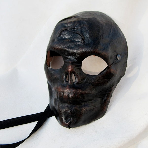 Skull mask black leather costume cosplay larp renaissance wicca pagan magic burning man fantasy halloween creepy horror