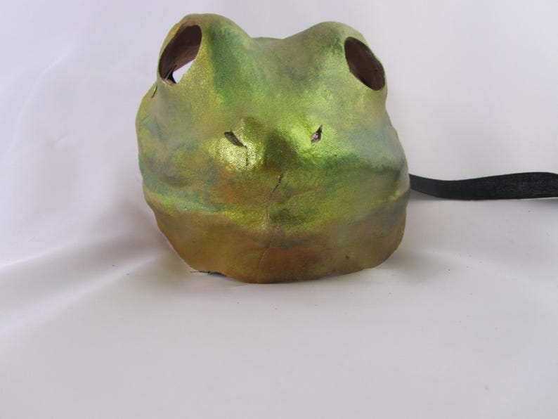 Toad Green Leather Mask, Handmade Costume, LARP Cosplay image 2