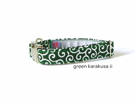 Popular Japanese Karakusa Dog Collar Shiba Inu Dog Collar Green And White Dog Collar Ethnic Handmade In Spain Green Karakusa Ii