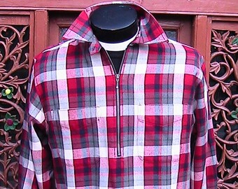 Eddie Bauer Zippered Plaid Outer Heavy Long Sleeve Cotton Top