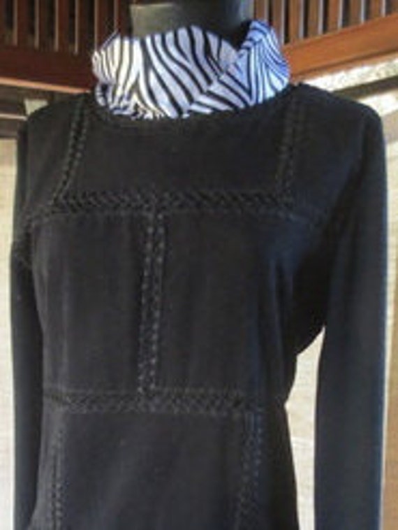 CAROLE LITTLE Suede DRESS with knited sleeves