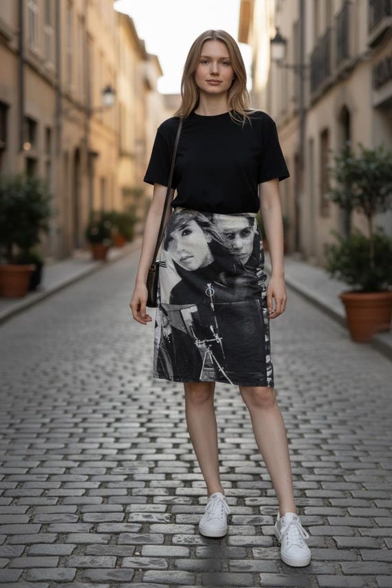 Skirt with material of photographs
