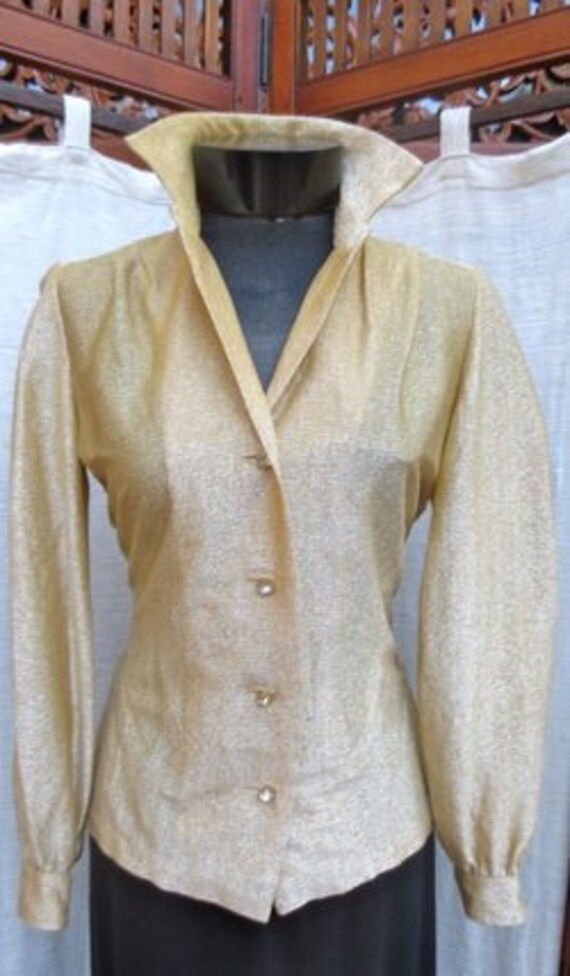 Nelly de Grab 1950s GOLD METALLIC Top With Rhinest