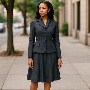 CASSIDY Skirt & Jacket wool with velvet collar Fully Lined Size 6