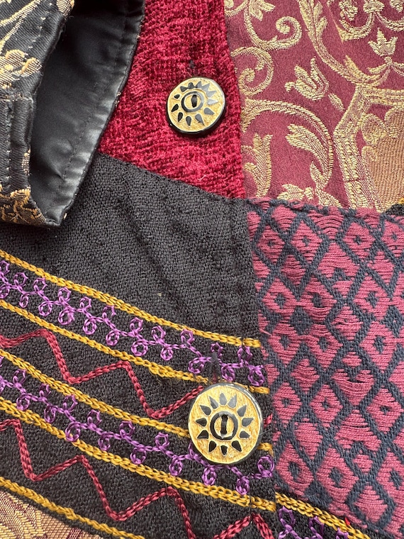 Indigo Moon embroidered Patchwork blazer 90s large - image 2