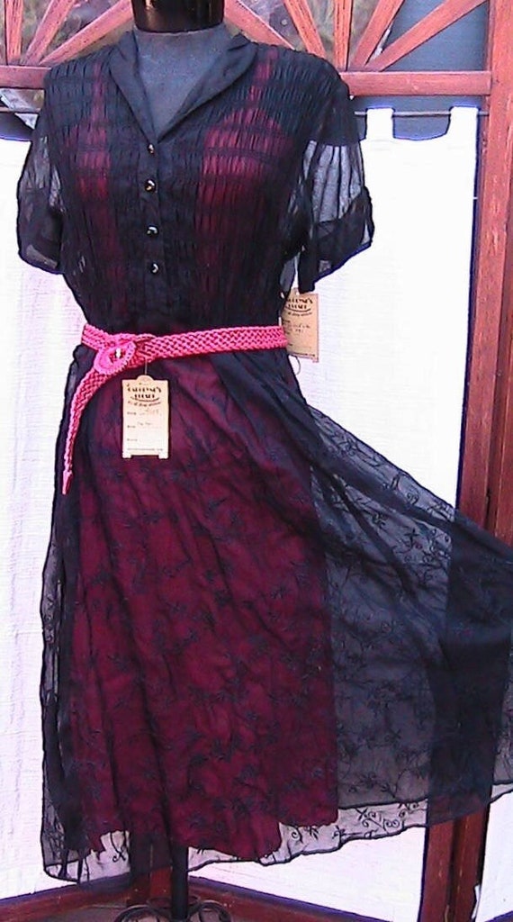 MYNETTE  1940s see thru dress embellished with emb