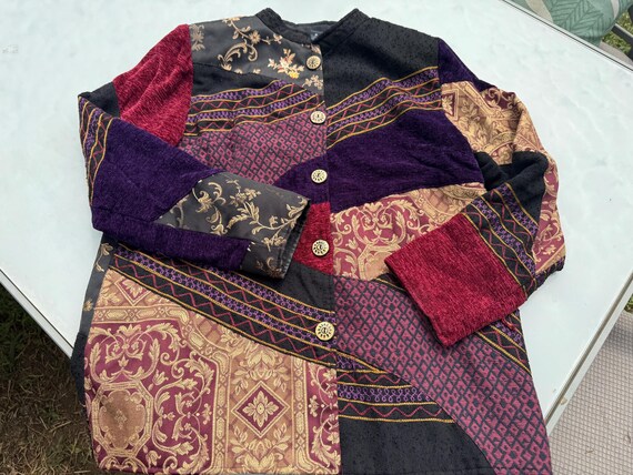 Indigo Moon embroidered Patchwork blazer 90s large - image 3