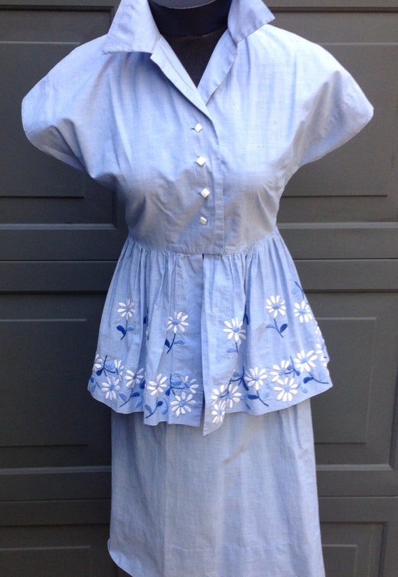 50s Cotton Two Piece skirt and top
