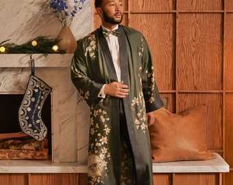 John Legend Creator Collab, Unisex silk robe in copper or forest green