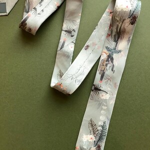 Sage Green Silk Tie, Mirage Scorpion Cactus Print, Men's formal Tie image 10