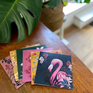 Set van 6 ontwerpen voor wenskaarten voor dieren met handgeschilderde illustraties