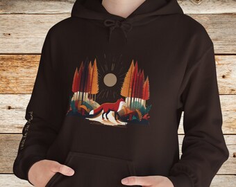 Fox Hoodie Women, Fox Print Hoodie, Cute Fox Hoodie, Cottagecore Fashion, Cottagecore Fox Shirt, Cottagecore Fox Sweatshirt, Fox Minimalist