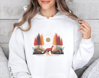 Fox Hoodie Women, Fox Print Hoodie, Cute Fox Hoodie, Cottagecore Fashion, Cottagecore Fox Shirt, Cottagecore Fox Sweatshirt, Fox Minimalist