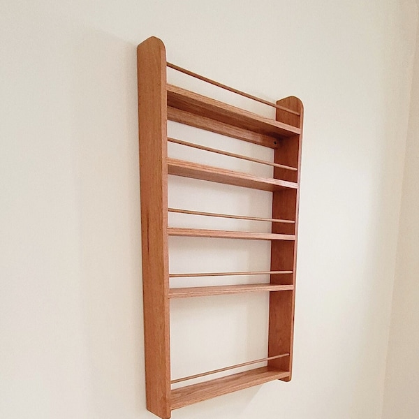 Solid Oak Larder Rack Butler Pantry Rack 5 Shelf Deep Shelves for Spice Jars & Bottles Wooden Kitchen Door Storage 90cm Tall x 10cm Deep