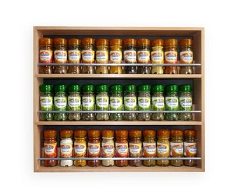 Solid Beech Spice Rack 3 Shelf / Tiers Worktop or Wall Mounted Kitchen Storage for Herbs & Spice Jars 24.5cm to 56cm Wide (2023)