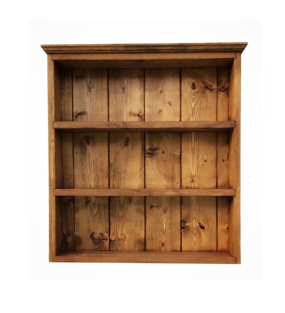 Rustic Wall Display Unit 3 Shelves Wooden Farmhouse Shelving Image 0