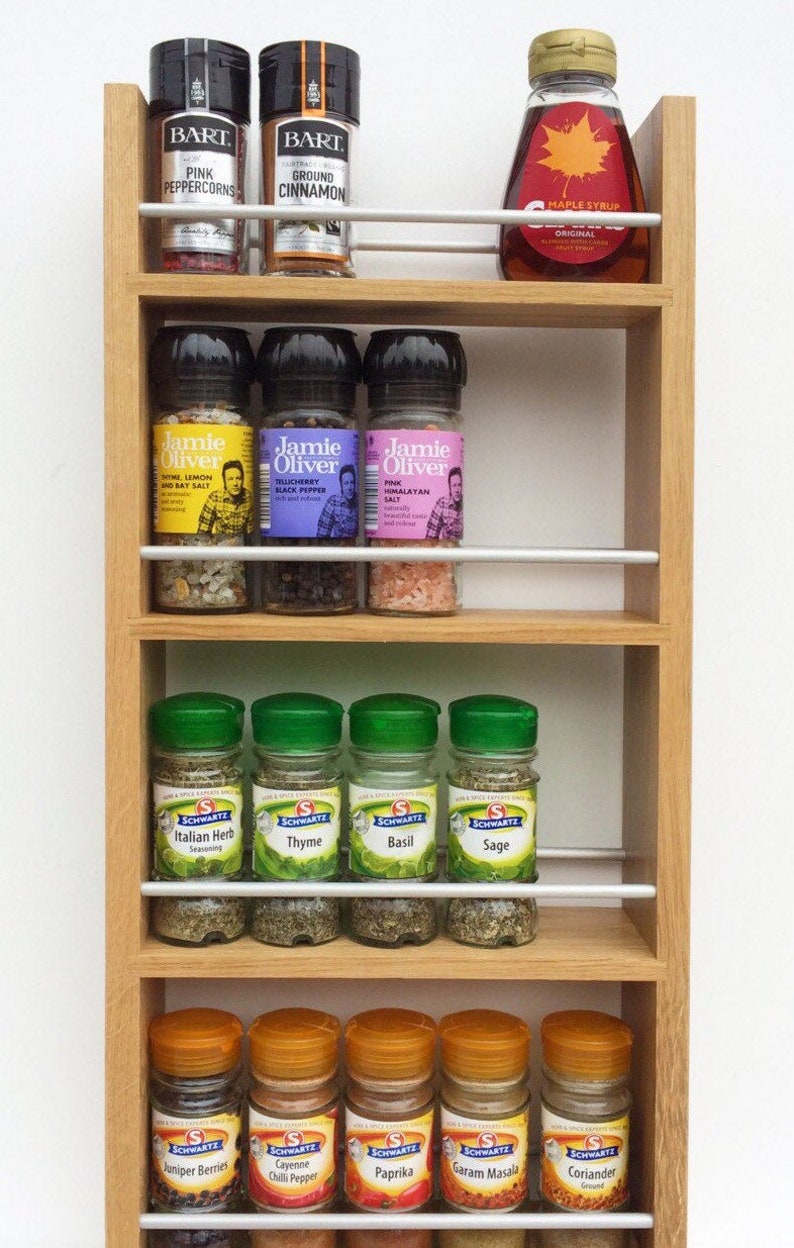 Solid Oak Spice Rack 5 Shelf Tiers Deep Shelves for Kilner Etsy UK
