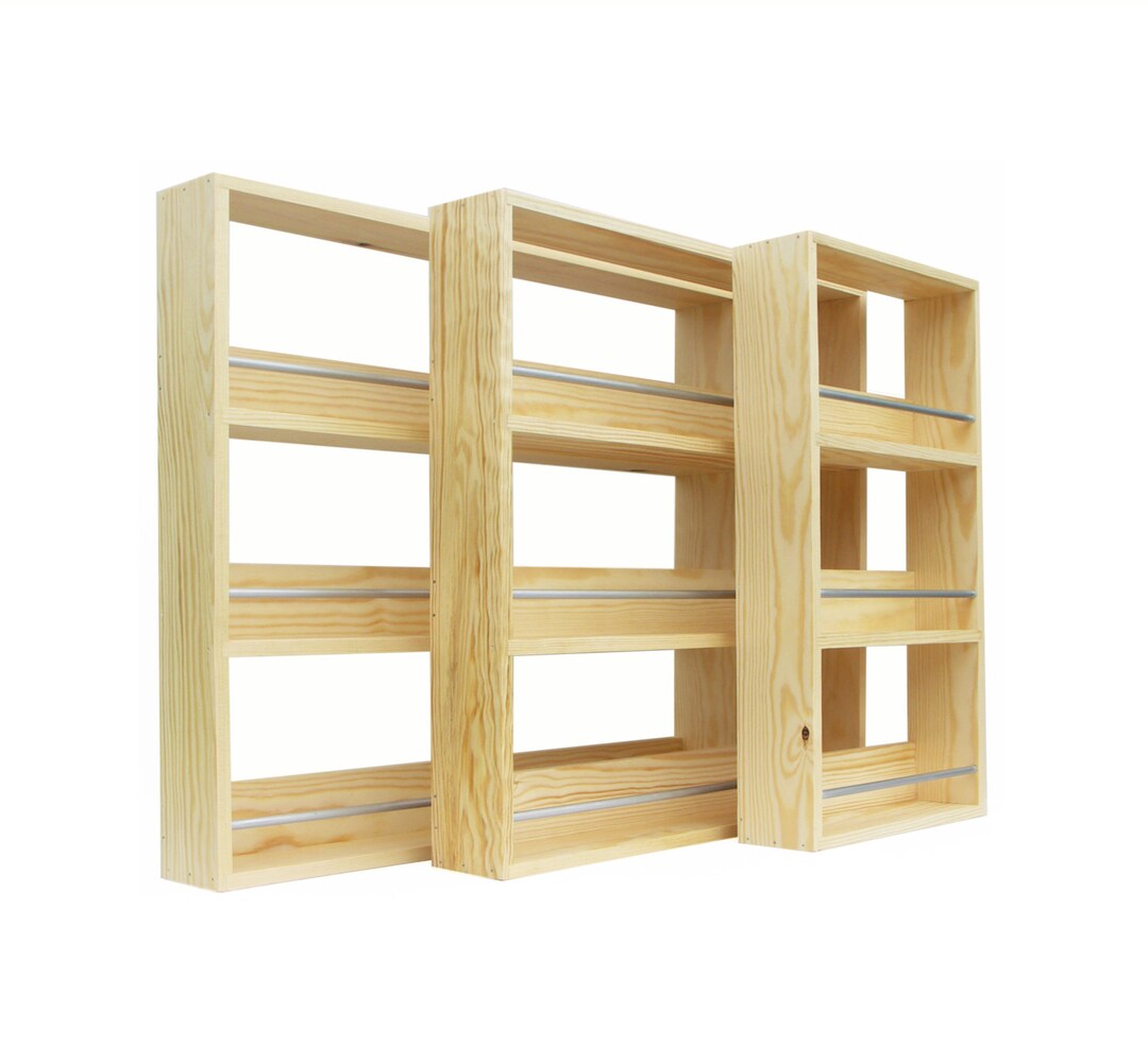Spice Rack 3 Shelf Pine Wood Shelves Kitchen Storage Organiser Etsy UK