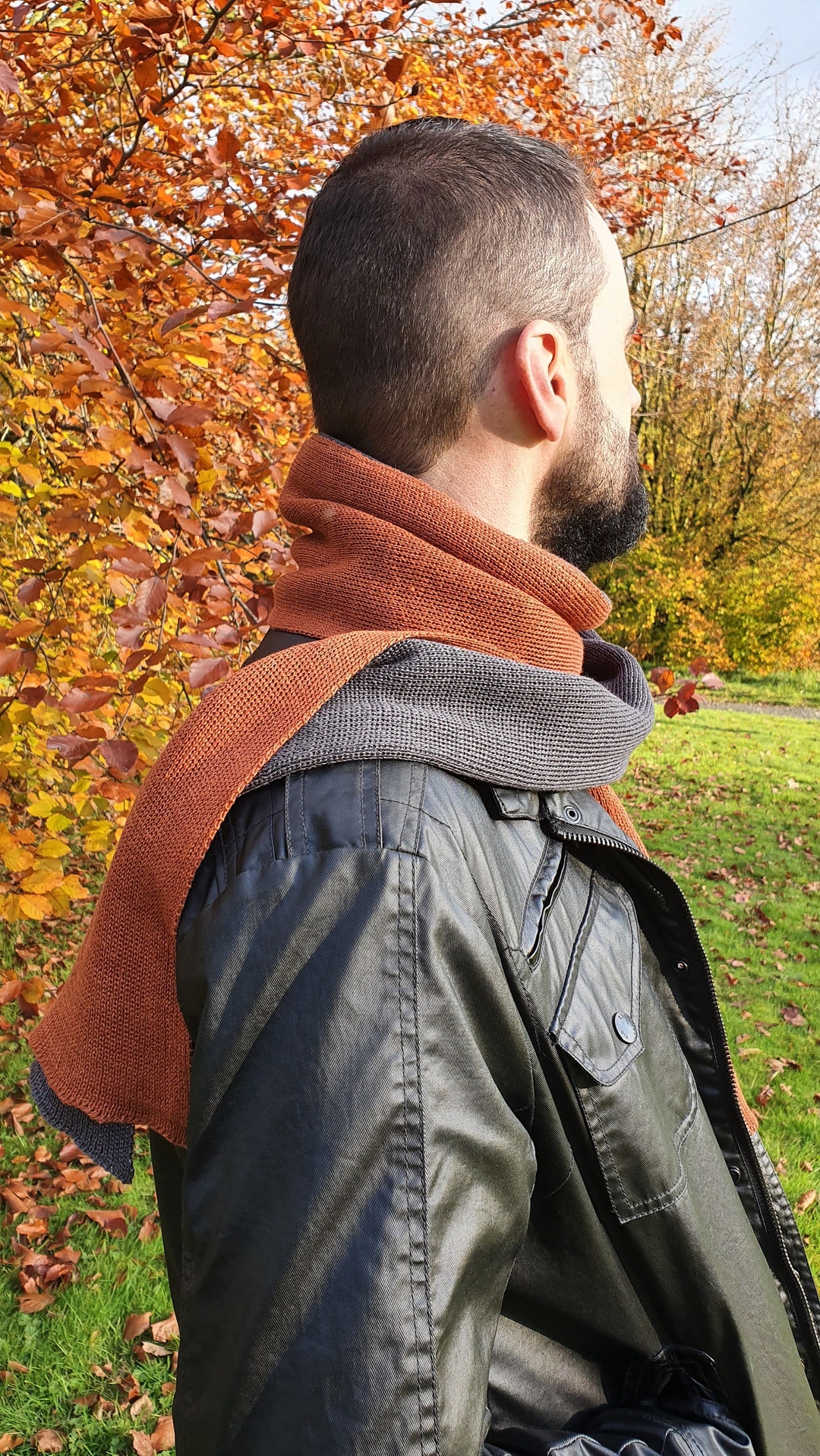 Linen Scarf for Men Autumn Winter Knitted Scarf Men Unisex Etsy UK