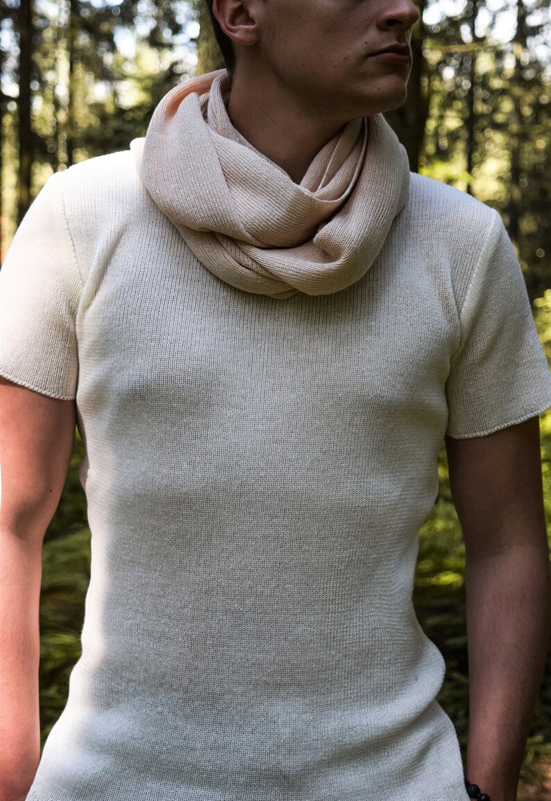 Linen scarf for men men's scarf knitted scarf hand knit scarf unisex scarf summer accessories light scarf lightweight infinity scarf men top image 3