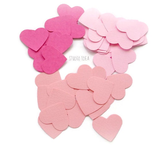 120 Mixed Pink Heart Cut-outs, Confetti, Table Decoration - Set of 120 pcs Il_570xn