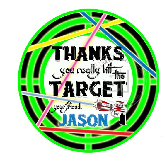 Custom Laser Tag Thank you Printable Tags- 2.5" Laser Target Tags- Personalized Laser Tag Party Circle 2.5" Tags-Digital file-YOU PRINT Il_570xn