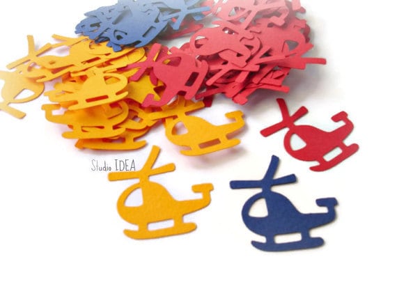 Primary Colors Helicopter Cut outs, Die cut, Confetti, Embellishments-Set of 40pcs-80pcs Primary colors or CHOOSE YOUR COLORS Il_570xn
